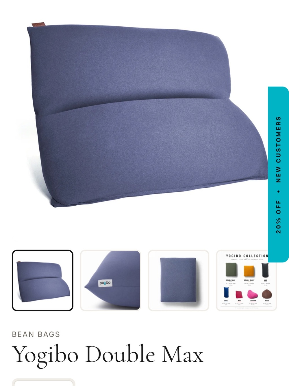 Navy Blue Yogibo DOUBLE MAX Cover